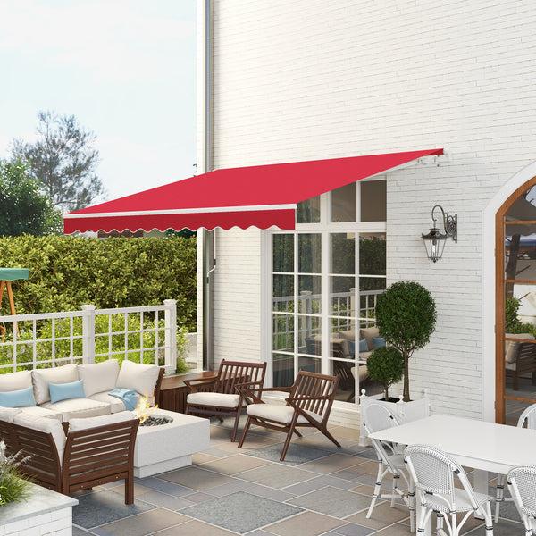 Outsunny 12' X 10' Manual Retractable Awning Adjustable & Versatile Wine Red