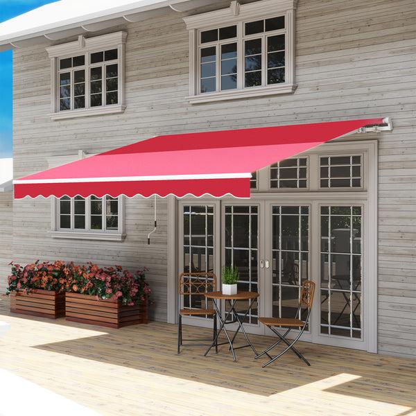 Outsunny 12' X 10' Manual Retractable Awning Adjustable & Versatile Wine Red