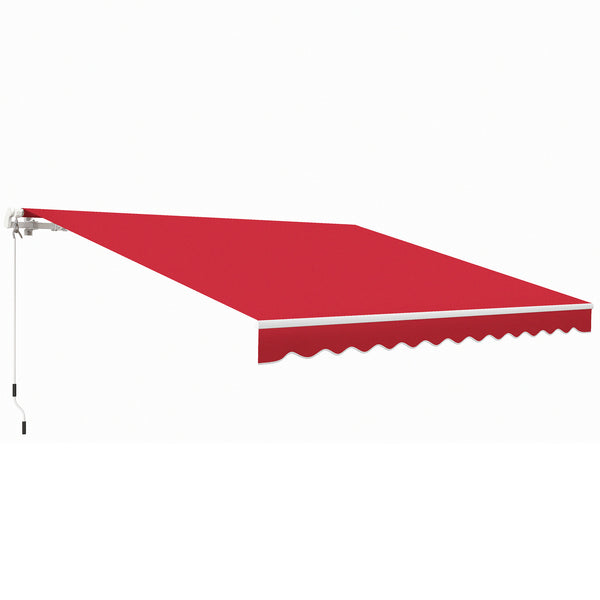 outsunny 12' x 10' Manual Retractable Awning Adjustable & Versatile Wine Red