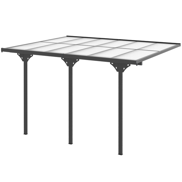 Outsunny 12' X 10' Polycarbonate Pergola Transparent UV Blocking Hardtop Gazebo Aluminum Gray