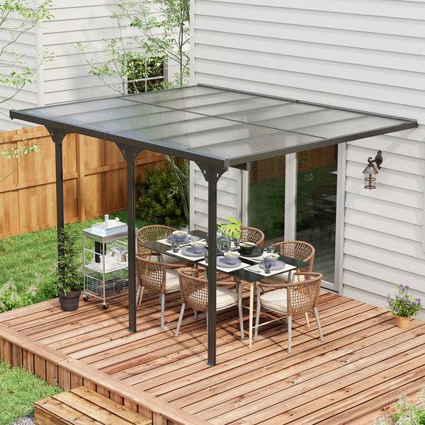 Outsunny 12' X 10' Polycarbonate Pergola Transparent UV Blocking Hardtop Gazebo Aluminum Gray
