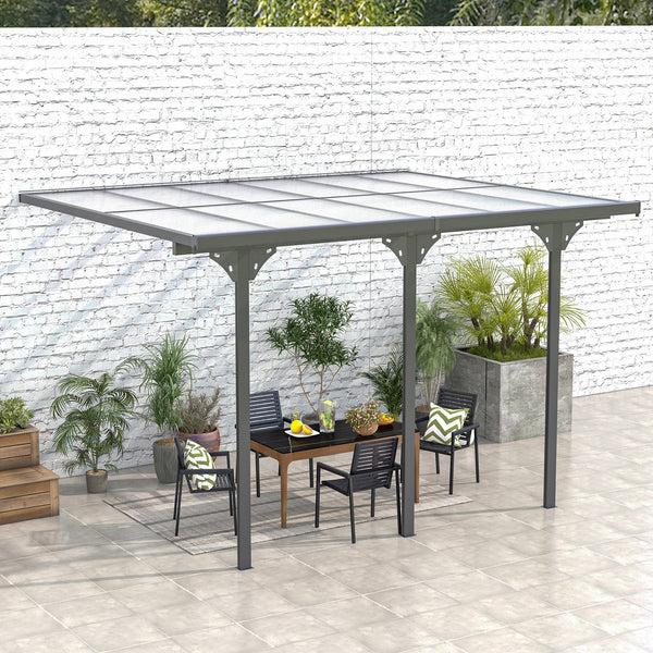 Outsunny 12' X 10' Polycarbonate Pergola Transparent UV Blocking Hardtop Gazebo Aluminum Gray