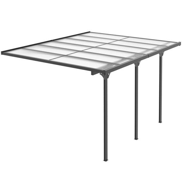 outsunny 12' x 10' Polycarbonate Pergola Transparent UV Blocking Hardtop Gazebo Aluminum Gray