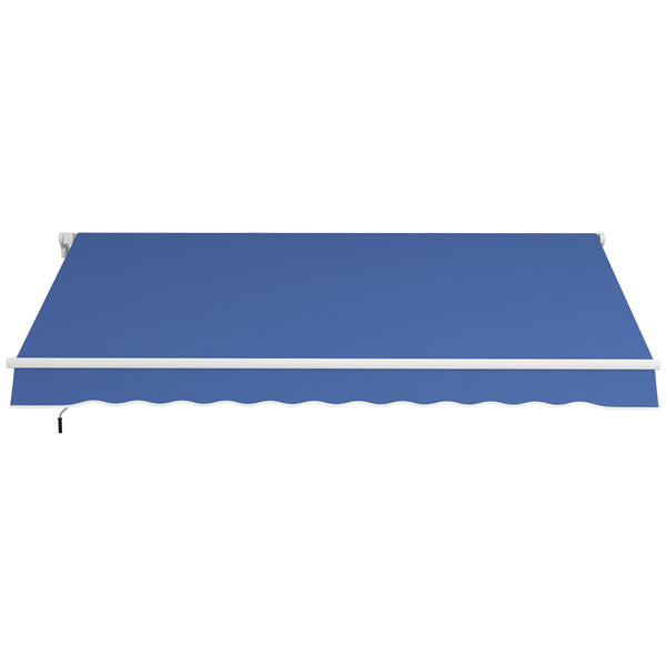 Outsunny 12' X 10' Retractable Awning Manual Adjustable Sunshade Shelter Dark Blue