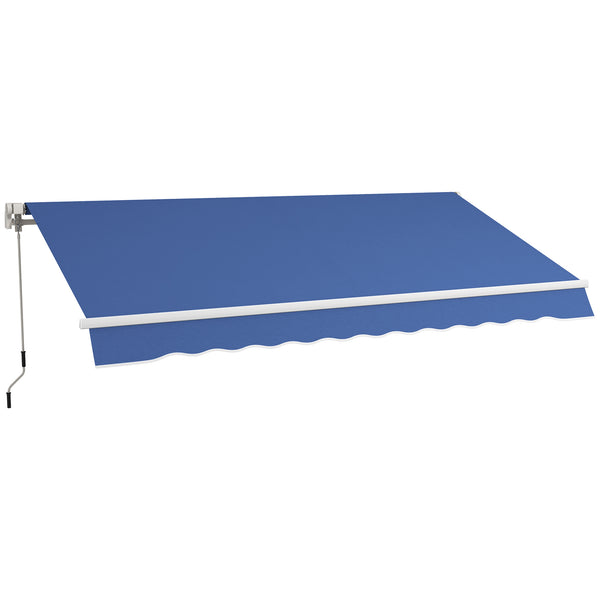 outsunny 12' x 10' Retractable Awning Manual Adjustable Sunshade Shelter Dark Blue
