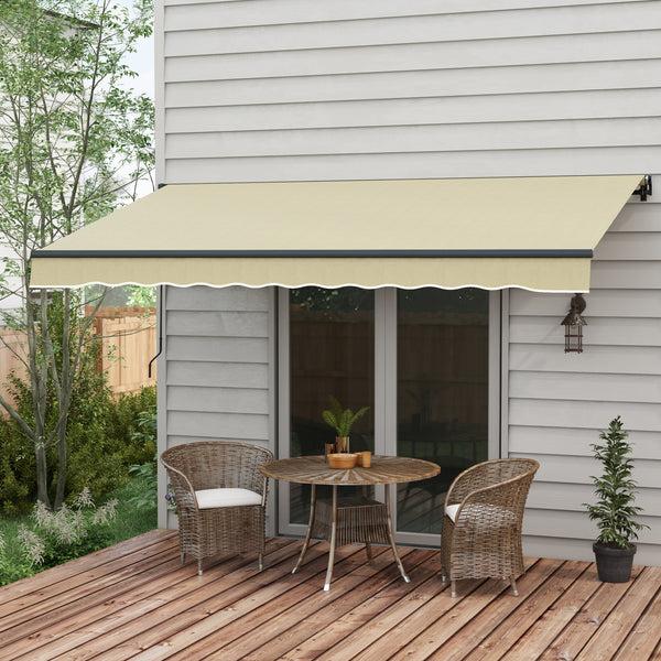Outsunny 12' X 10' Retractable Awning UV-Resistant 280GSM Sunshade Shelter For Deck & Balcony Beige