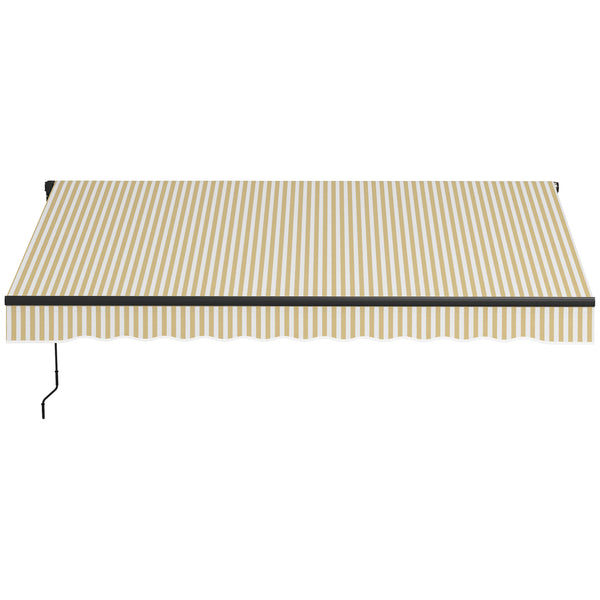 Outsunny 12' X 10' Retractable Awning UV-Resistant 280gsm Sunshade Beige & White