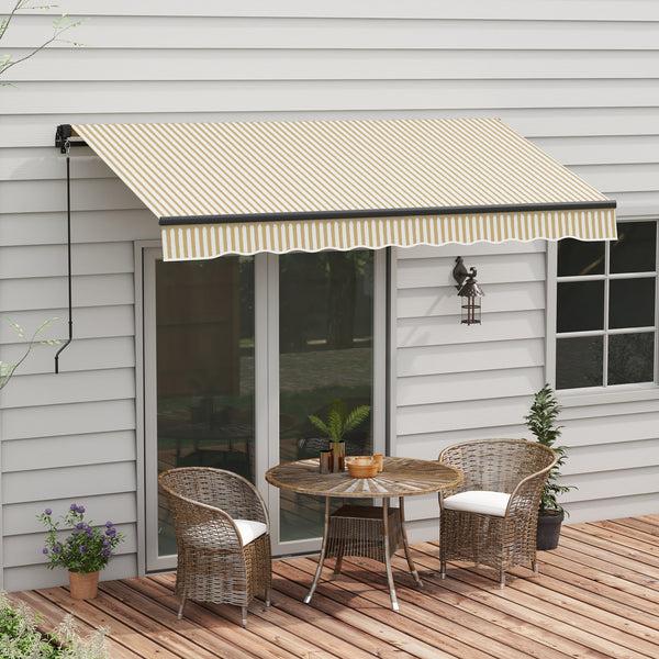 Outsunny 12' X 10' Retractable Awning UV-Resistant 280gsm Sunshade Beige & White