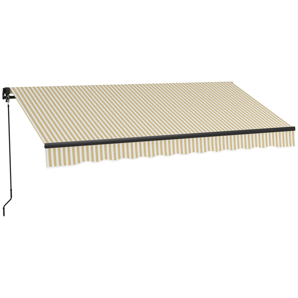 outsunny 12' x 10' Retractable Awning UV-Resistant 280gsm Sunshade Beige & White