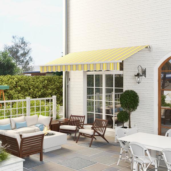 Outsunny 12' X 10' Retractable Awning With Adjustable Design Sunshade Shelter In Yellow & Grey