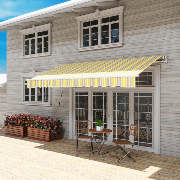 Outsunny 12' X 10' Retractable Awning With Adjustable Design Sunshade Shelter In Yellow & Grey