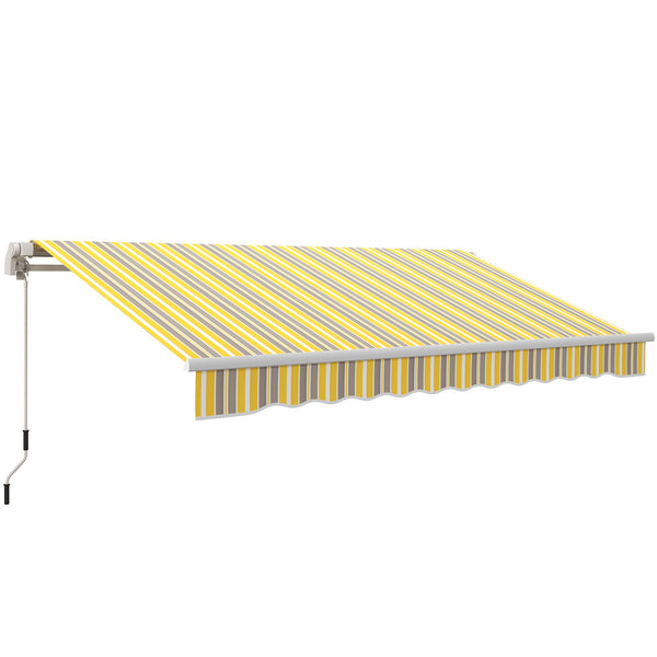 outsunny 12' x 10' Retractable Awning with Adjustable Design Sunshade Shelter in Yellow & Grey