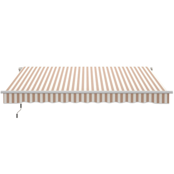 Outsunny 12' X 10' Retractable Awning With Manual Crank UV/Water-Resistant Beige/White