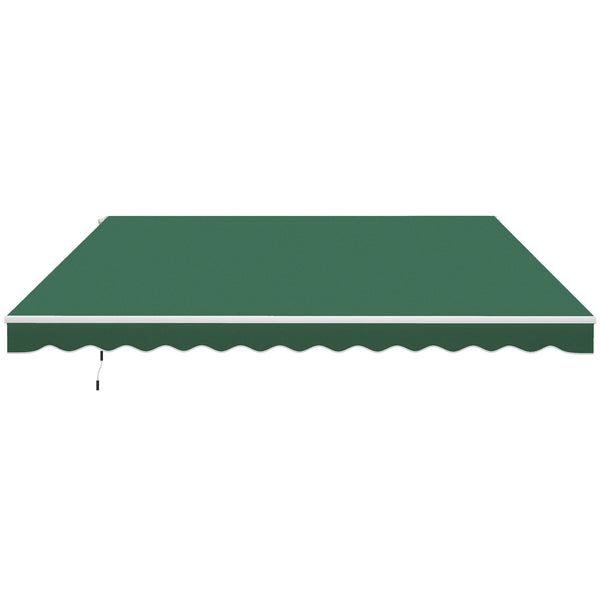 Outsunny 12' X 10' Retractable Patio Awning With Manual Crank 280g/m? UV & Water-Resistant Fabric Green
