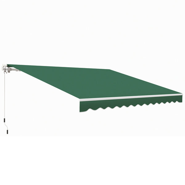 outsunny 12' x 10' Retractable Patio Awning with Manual Crank 280g/m? UV & Water-Resistant Fabric Green