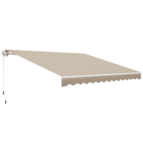 outsunny 12' x 10' Retractable Patio Awning with Manual Crank UV/Water-Resistant Fabric Cream White
