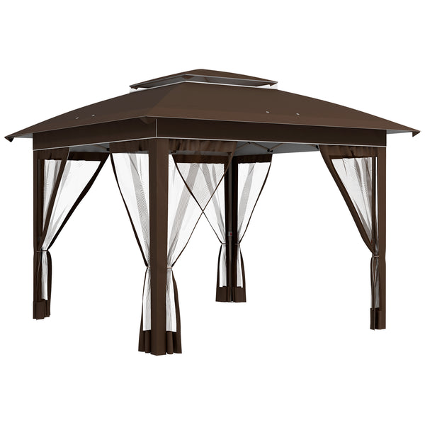 outsunny 12' x 12' Pop-Up Canopy Tent with Netting & Carry Bag Instant Shelter 137 sq.ft Shade Dark Brown outsunny 12' x 12' Pop-Up Canopy Tent with Netting & Carry Bag Instant Shelter 137 sq.ft Shade Dark Brown