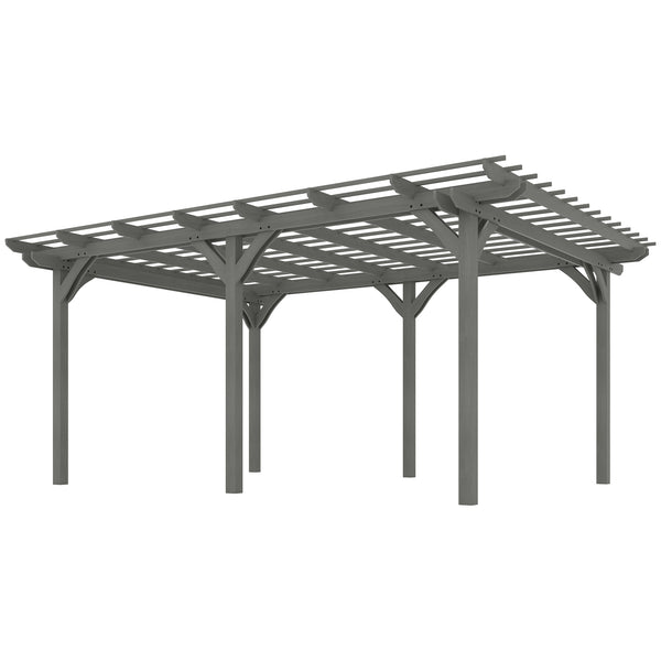Outsunny 12' X 16' Wood Gazebo Pergola With Sturdy Frame For Climbing Plants Gray
