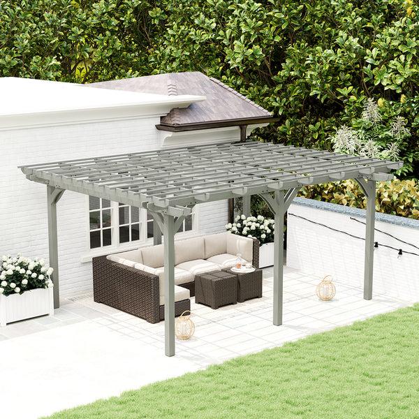 Outsunny 12' X 16' Wood Gazebo Pergola With Sturdy Frame For Climbing Plants Gray