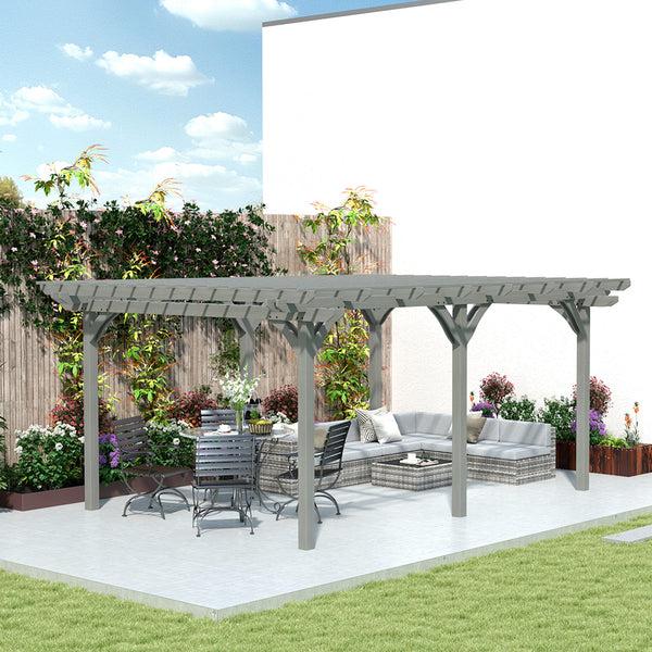 Outsunny 12' X 16' Wood Gazebo Pergola With Sturdy Frame For Climbing Plants Gray