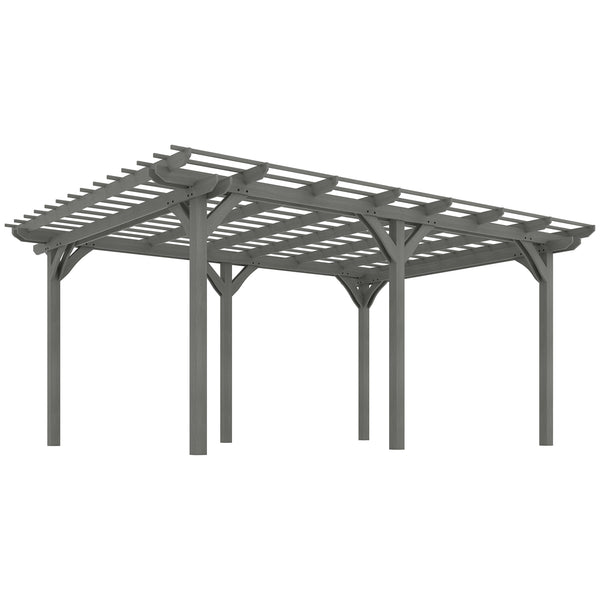outsunny 12' x 16' Wood Gazebo Pergola with Sturdy Frame for Climbing Plants Gray