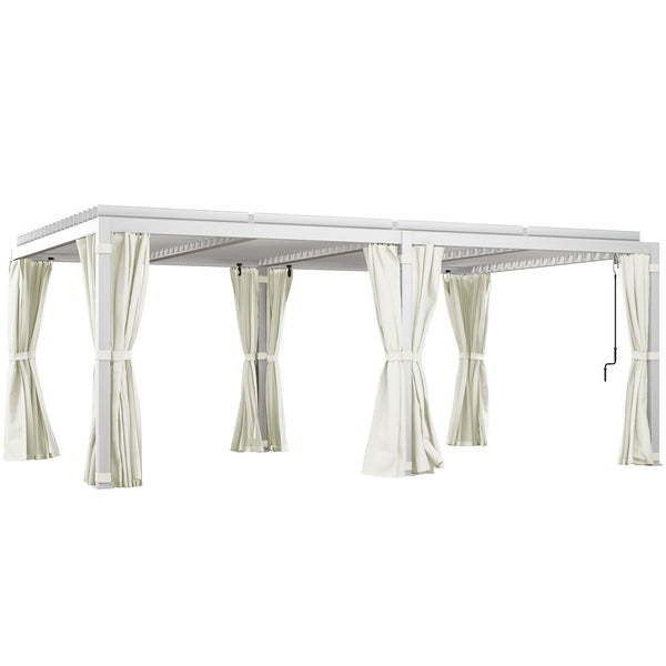 outsunny 12' x 19' Pergola with Adjustable Louvered Outdoor Pergola with Curtains and Netting Cream White outsunny 12' x 19' Pergola with Adjustable Louvered Outdoor Pergola with Curtains and Netting Cream White