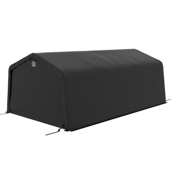Outsunny 12' X 20' Portable Garage Heavy Duty Carport Ventilation Windows Large Roll-up Door Black