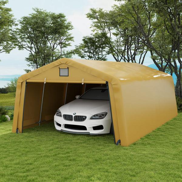 Outsunny 12' X 20' Portable Garage Heavy Duty Carport Ventilation Windows Large Roll-up Door Yellow