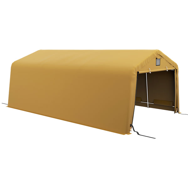 outsunny 12' x 20' Portable Garage Heavy Duty Carport Ventilation Windows Large Roll-up Door Yellow