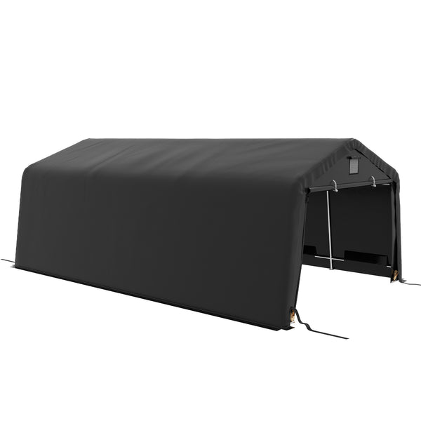 outsunny 12' x 20' Portable Garage Heavy Duty Carport Ventilation Windows Large Roll-up Door Black outsunny 12' x 20' Portable Garage Heavy Duty Carport Ventilation Windows Large Roll-up Door Black