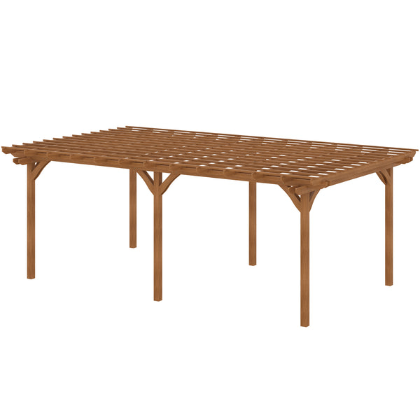 Outsunny 12' X 20' Wood Gazebo Pergola With Sturdy Structure For Climbing Plants Garden & Patio