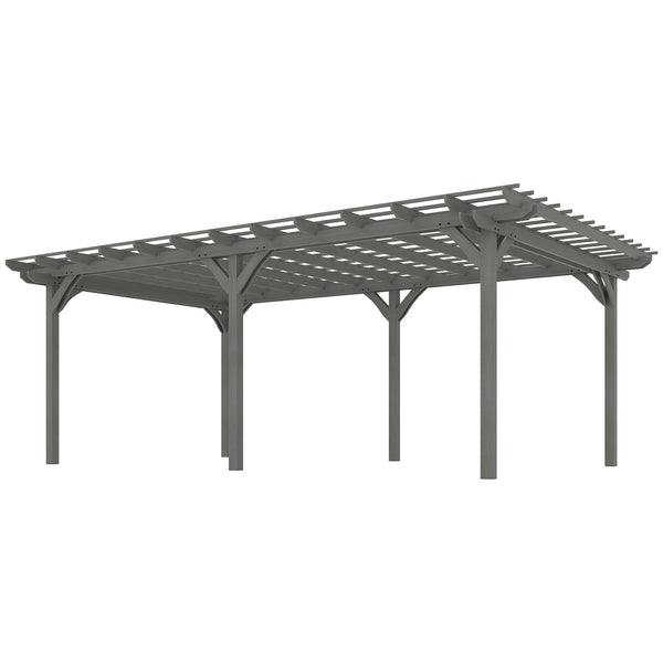 Outsunny 12' X 20' Wood Pergola With Sturdy Trellis For Climbing Plants Gray