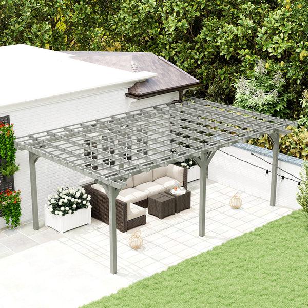 Outsunny 12' X 20' Wood Pergola With Sturdy Trellis For Climbing Plants Gray