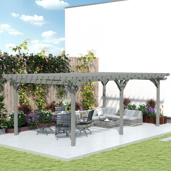 Outsunny 12' X 20' Wood Pergola With Sturdy Trellis For Climbing Plants Gray