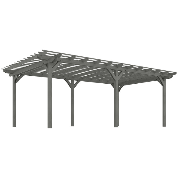 outsunny 12' x 20' Wood Pergola with Sturdy Trellis for Climbing Plants Gray