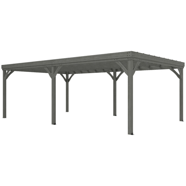 Outsunny 12' X 20' Wooden Pergola With Grape Vine Design & Concrete Anchors Gray