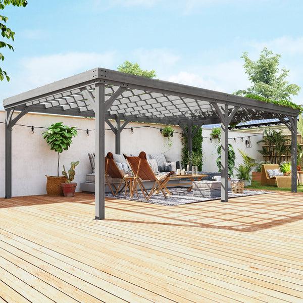 Outsunny 12' X 20' Wooden Pergola With Grape Vine Design & Concrete Anchors Gray