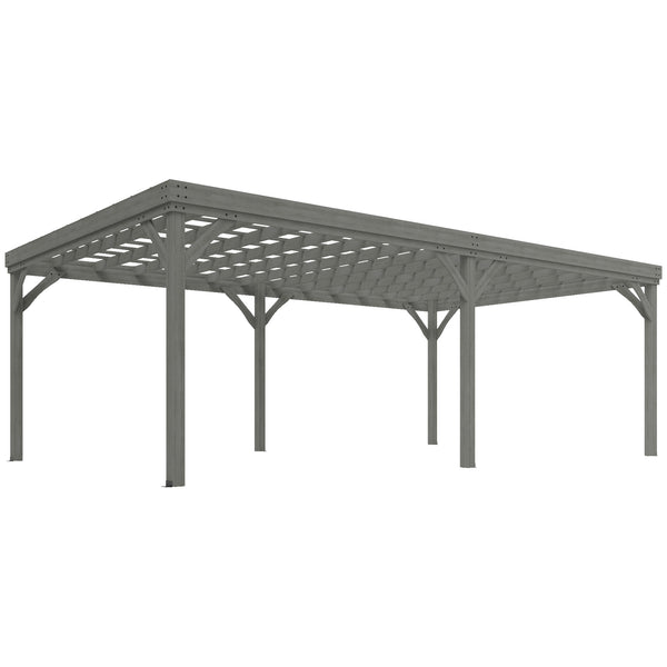 outsunny 12' x 20' Wooden Pergola with Grape Vine Design & Concrete Anchors Gray