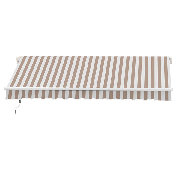 Outsunny 12' X 8' Retractable Awning With Manual Crank UV/Water-Resistant Fabric Aluminum Frame Beige