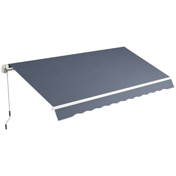 Outsunny 12' X 8' Retractable Patio Awning With Manual Crank Dark Gray Canopy
