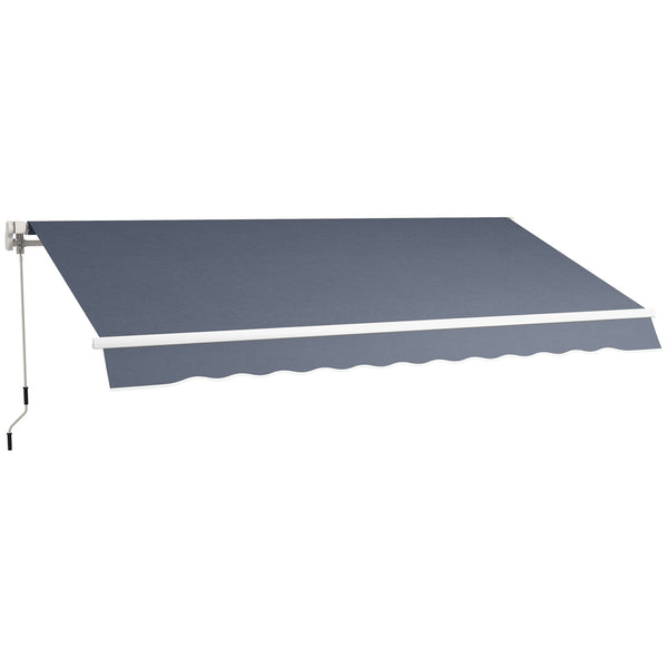 outsunny 12' x 8' Retractable Patio Awning with Manual Crank Dark Gray Canopy