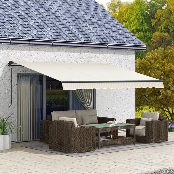 Outsunny 13' X 10' Retractable Awning 280GSM UV-Resistant Sunshade Shelter Beige/White