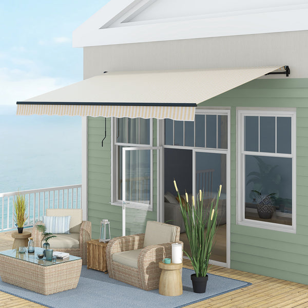 Outsunny 13' X 10' Retractable Awning 280GSM UV-Resistant Sunshade Shelter Beige/White