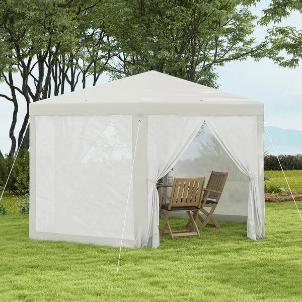 Outsunny 13' X 11' Hexagon Sun Shade Canopy With Protective Mesh Sidewalls Ropes & Stakes Cream