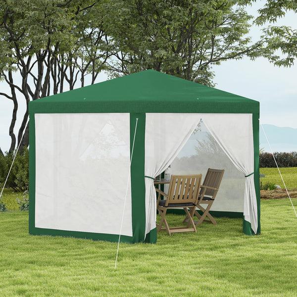Outsunny 13' X 11' Hexagon Sun Shade Shelter Canopy With Mesh Sidewalls Ropes Stakes Green