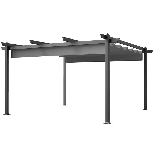 Outsunny 13' X 13' Aluminum Retractable Pergola Canopy For Garden Patio Backyard Deck Gray