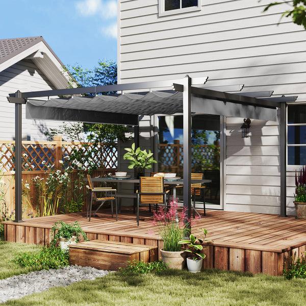 Outsunny 13' X 13' Aluminum Retractable Pergola Canopy For Garden Patio Backyard Deck Gray
