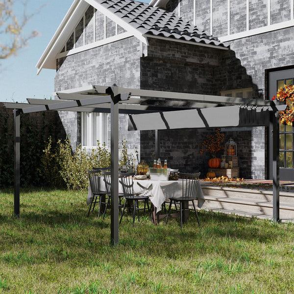 Outsunny 13' X 13' Aluminum Retractable Pergola Canopy For Garden Patio Backyard Deck Gray
