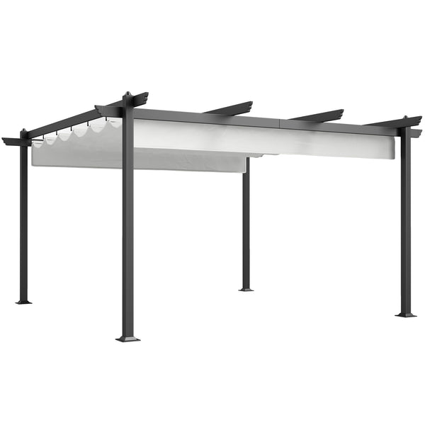 Outsunny 13' X 13' Aluminum Retractable Pergola Canopy For Garden Patio Backyard Deck White