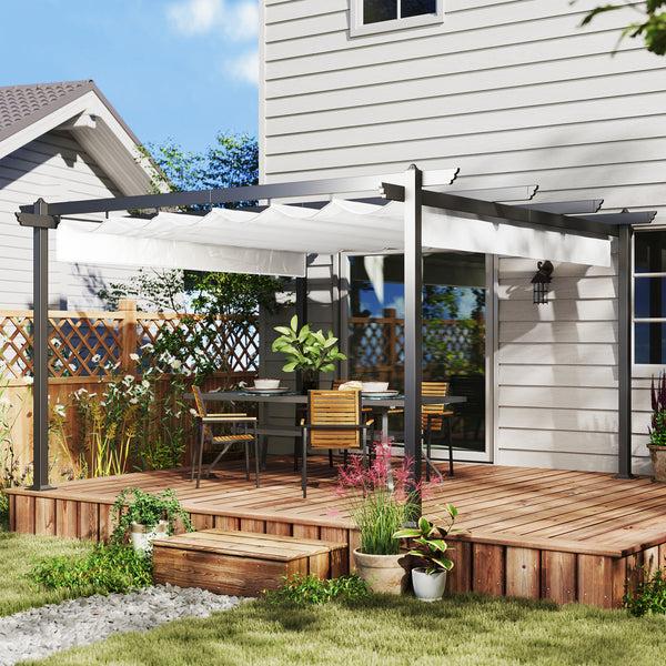 Outsunny 13' X 13' Aluminum Retractable Pergola Canopy For Garden Patio Backyard Deck White